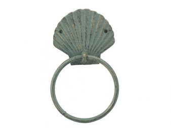 Antique Bronze Cast Iron Seashell Towel Holder 8.5" K-0102F-bronze