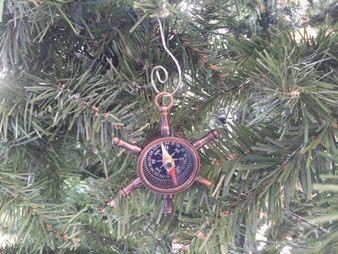 Antique Copper Ship Wheel Compass Christmas Ornament 5" K-301-x