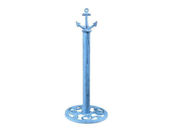 Rustic Dark Blue Whitewashed Cast Iron Anchor Extra Toilet Paper Stand 16" K-1414B-blue-Toilet