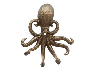 Antique Brass Wall Mounted Octopus Hooks 7" WH-0116-AN