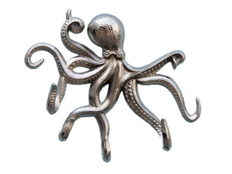 Chrome Octopus With Tentacle Hooks 11" WH-0117-CH