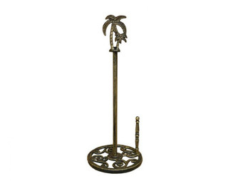 Rustic Gold Cast Iron Palm Tree Paper Towel Holder 17" K-9213-Gold