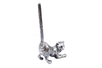 Rustic Silver Cast Iron Cat Paper Towel Holder 10" K-1331-Silver