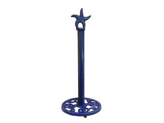 Rustic Dark Blue Cast Iron Starfish Extra Toilet Paper Stand 15" K-1414A-Solid-Dark-Blue-Toilet