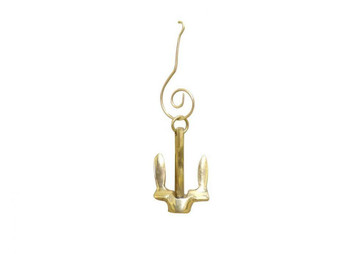Solid Brass Navy Stockless Anchor Christmas Ornament 4" K-230-X