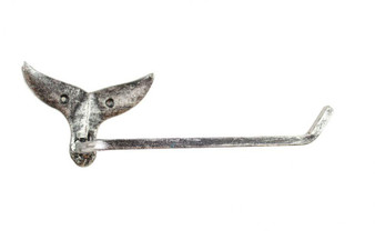 Rustic Silver Cast Iron Whale Tail Toilet Paper Holder 11" K-9214-Silver