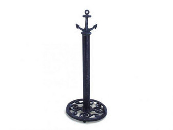Rustic Dark Blue Cast Iron Anchor Extra Toilet Paper Stand 16" K-1414B-Solid-Dark-Blue-Toilet