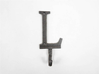 Cast Iron Letter L Alphabet Wall Hook 6" K-9056-L-Cast-Iron