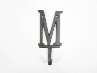 Cast Iron Letter M Alphabet Wall Hook 6" K-9056-M-Cast-Iron