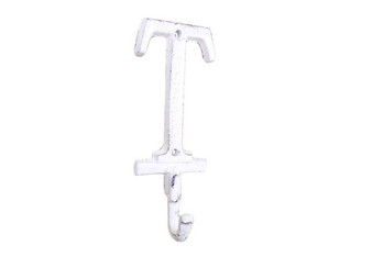 Whitewashed Cast Iron Letter T Alphabet Wall Hook 6" K-9056-T-W