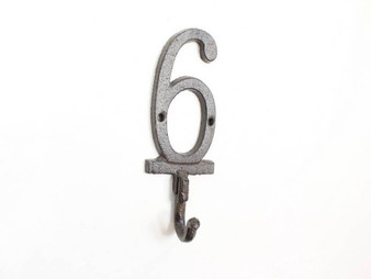 Cast Iron Number 6 Wall Hook 6" K-9055-6-Cast-Iron