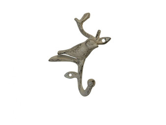 Aged White Cast Iron Decorative Bird Hook 6" K-9050-AG