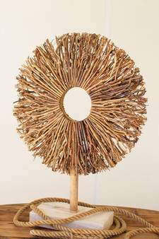 Table Top Round Twig Sculpture On A Wooden Base (CMH1040)