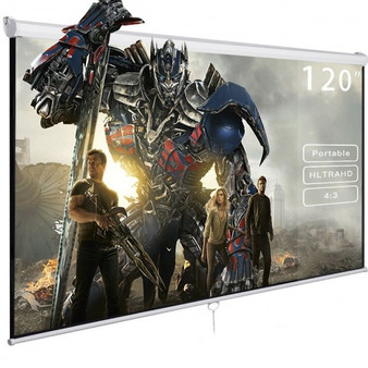 120" 4:3 Manual Pull Down Auto-Lock Projector Projection Screen White 96"X72" (HW47190)