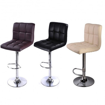 2Pc Bar Stool Pu Leather Barstools Chairs Adjustable Counter Swivel Pub Style-Black (HW50129-2BK)