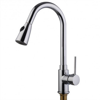 16" Pull-Out Chrome Kitchen Sink Faucet Spray Swivel One Handle New (BA6984)