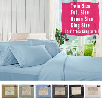 1800 Count 4 Piece Bed Sheet Set Deep Pocket 6 Color 5 Size Available New-White-Twin Size (HT0756)