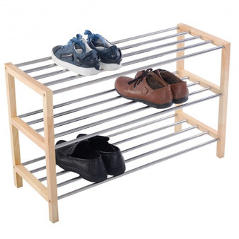 3-Tier Shoe Rack Shelf Storage Organizer-White (HW50413WH)