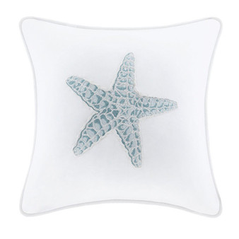 100% Cotton Square Pillow W/ Embroidery - White HH30-1229A