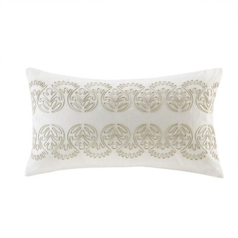 100% Cotton Oblong Pillow W/ Embroidery - White HH30-1651