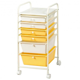 6 Drawers Rolling Storage Cart Organizer-Yellow (HW53824YE)