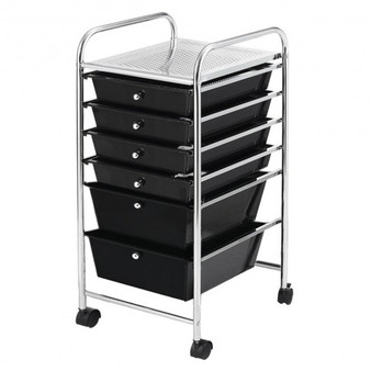 6 Drawers Rolling Storage Cart Organizer-Black (HW53824BK)