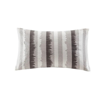 100% Cotton Embroidered Oblong Pillow - Grey II30-993