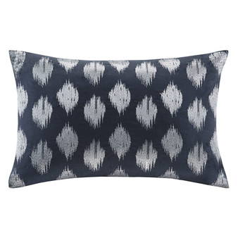 100% Cotton Embroidered Oblong Pillow - Navy II30-545
