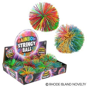 (BARBPOM) 3.5" Rainbow Stringy Ball