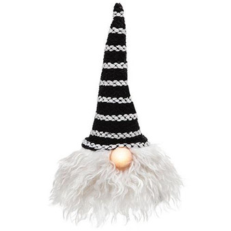 *Sm Black Hat Santa Gnome W/Led Light Nose GADC3027 By CWI Gifts