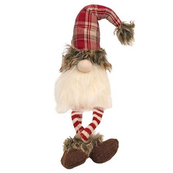 Dangle Leg Red Plaid Santa Gnome GADC3043 By CWI Gifts