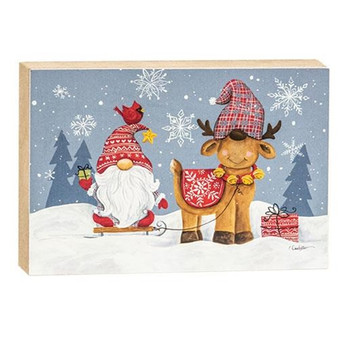 *Gnome & Pet Reindeer Block GART1205A By CWI Gifts