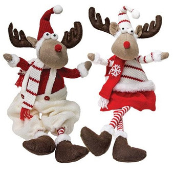 *Red & White Sitting Crazy Moose 2 Asstd. (Pack Of 2) GDXF139652A By CWI Gifts