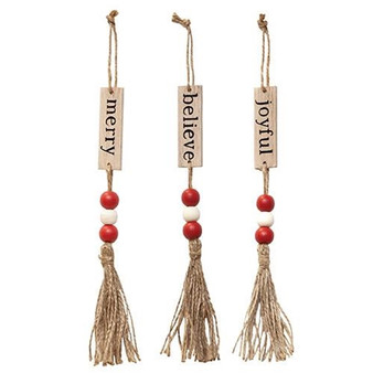 Sm Tassel Ornament With Red And White Beads 3 Asstd. (Pack Of 3) GHY03024