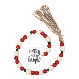 Merry & Bright Tassel Garland W/Red/Wht Beads GHY03026