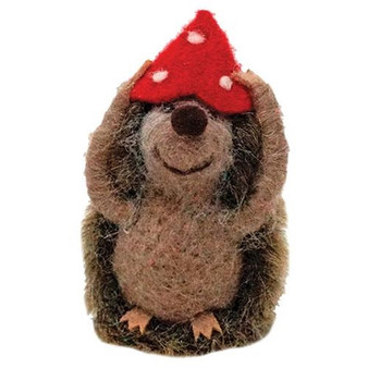 Felted Hedgehog W/Mushroom Hat GQHT2538