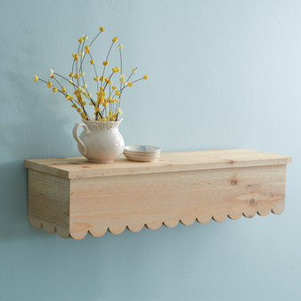 Natural Wood Scalloped Floating Shelf 770548