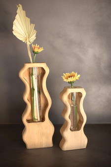 Set Of Two Carved Wooden Bud Vases #1 (CEPC1130)