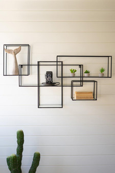 Metal And Glass Cube Shelf (CLL2694)