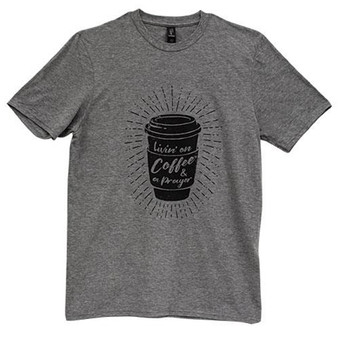 Livin On Coffee & A Prayer T-Shirt Heather Graphite Medium GL90M