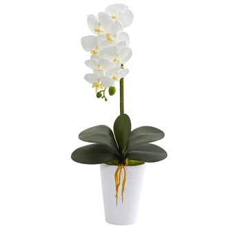 23" Phalaenopsis Orchid Artificial Arrangement In White Vase (A1336)