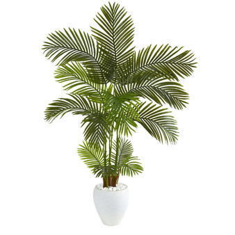 5' Areca Palm Artificial Tree In White Planter (T1247)