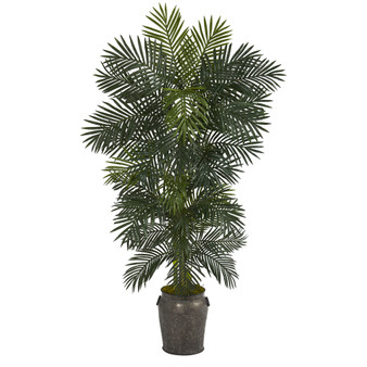 6.5' Golden Cane Artificial Palm Tree In Metal Planter (T1300)