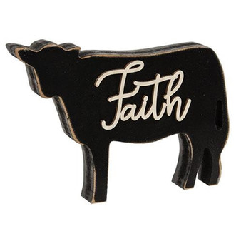 Faith Distressed Black Cow Sitter G35838