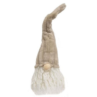 Med Sitting Plush Beige Gnome w/Ribbed Hat GADC4011