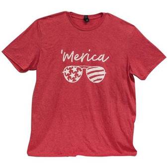 *Merica Sunglasses T-Shirt Heather Red Large GL93L By CWI Gifts