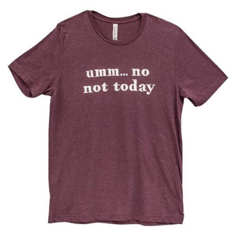 Umm No Not Today T-Shirt Heather Maroon Large GL97L