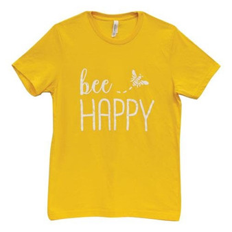 Bee Happy T-Shirt Heather Yellow Gold Small GL98S