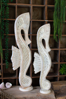 Set Of Two Wooden Table Top Seahorse (NNV1145)