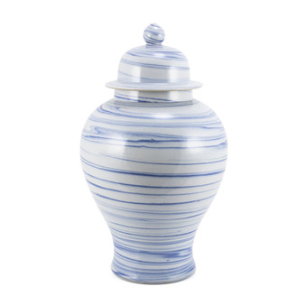 Blue & White Marbleized Temple Jar Large (1343-L)